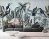 beibehang aangepaste atmosferische bananen blad licht luxe gouden lijn reliëf tv sofa achtergrond papel de parede behang