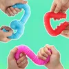 DIY Pops Tube Party Favor Fidget Twist Giocattoli sensoriali Soffietto telescopico in plastica Decompressione Bambini per sfiatare Giocattolo Spremere Tubi disegnati elastici elastici 3 cm