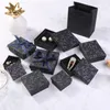 Boîtes à bijoux noires imprimées feuilles, organisateur de rangement, clous Constellation, coffret cadeau, collier, boucles d'oreilles, boîte à bagues, conteneur d'emballage en papier