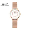 Ibso Japão Quartz movimento elegante mulheres relógio senhoras de aço inoxidável malha rosa ouro encantador relógios à prova d 'água para mulheres