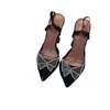2021 Sapatos de vestido de grife de grife transparente Diamond laço alto Alto de calcanhar de toe de dedo do dedo do pé com o vento de fada de cristal de verão de solteiros