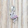 Pandora Me Link series Pink Flamingo Dangle Charm jewelry 925 sterling Silver Women evil pandora bracelet beads with logo ale Gift 798982C01