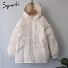 Syiwidii ​​Damskie Zimowe Grube Kurtki Jesień Czarny Parka Z Długim Rękawem Dorywczo Oversized Purple Puffer Bubble Coat z Kapturem 210913