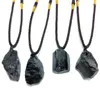 DIY Irregular Natural Black Stone Rope Chain Pendant Necklaces For Women Men Boy Lucky Jewelry Fashion Accessories