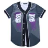 Mäns Baseball Jersey 3D-T-shirt Tryckknappskjorta Unisex Summer Casual Undershirts Hip Hop Tshirt Teens 019