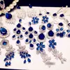 Vintage Drop Oorbellen voor Vrouwen Solid 925 Silver Sapphire Luxe Bricnos Blue Cubic Zirconia Temperament Earring fijne sieraden