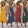 Sexy Pollka Dot Vestidos Sem Mangas Ruffles Mulheres Mulheres Casuais Casual Feriado Elegante Lace Up Assimétrica Senhoras 210517