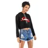 Koreanischer Stil Rote Lippen Schwarz Top Applikation Hoodies Herbst Sexy Kapuzenpullover Frauen Plus Größe Streetwear Persönlichkeit Pullover 210507