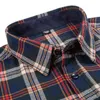 Aoliwen Marke Männer 100 % Baumwollflanell übergroße karierte Langarmhemden für Männer Button-up-Blusen und Hemden 2021 Camisa Homme G0105