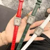 Zegarki marki Kobiety Dziewczyna Kryształ Prostokąt Styl Skórzany Pasek Kwarcowy Wrist Watch Cha42