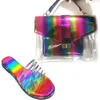 Pantofole colorate colorate gelide arcobaleno e borse abbinate set di scarpe diapositive donne slippista estate dames schoenen2919442