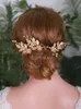 Gold Hair Pin Clipes vintage Conjunto de 3 cocar de casamento para joias de noiva, mulheres ornamentais artesanais, cabeças de cabeça