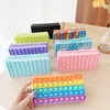 Rainbow Push Popper Fidget Sensory Leksaker Väskor Purses Pencil Case Kids Handväska Bubblor Popper Pussel Stationery Box Makeup Kosmetisk Väska Telefon Påse Tote G7917YX