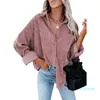 2022 Fashion Women Apparel Autumn Winter Corduroy överdimensionerade skjortor Blusar Casual Loose Long Sleeve Single-Breasted Wid Down Collar