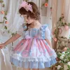 Espagnol Bébé Robes Toddler Girls Bouqitue Vêtements Cartoon Prints Infant Espagne Lolita Dress Enfants Anniversaire Baptême Robe De Bal 210615