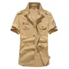 남성 캐주얼 셔츠 2022 군사 짧은 소매 여름 패션 코튼 피트 슬림 셔츠 남성