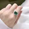 Luomansi 1010MM Square Emerald Diamond Ring 100S925 Silver Jewelry Wedding Cocktail Party Woman Gift 2202094027850