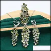 Orecchini Collana Set di gioielli Verde oliva Viola Topazio 925 Sier Set per le donne Bracciale Ciondolo Anello Regalo di compleanno 4 pezzi Consegna di goccia 2021