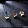 Collane con ciondolo Pendenti con gemme e perle Consegna di gioielli 2021 Blingbling in lega di zinco Impronta Cute Animal Cat Dog Claw Collana Tre colori a Cho
