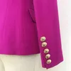 High Street Designer Blazer Dames Double Breasted Lion Buttons Slanke pasvorm Prachtige paarse jas 210521