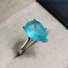 Fishion 100 925 Sterling Silver Ring Pear Cut 10x14MM Paraiba Tourmaline Gemstone Wedding Engagement Rings Women Fine Jewelry5798800