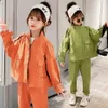 女の子服ソリッドジャケット+春秋カジュアルスタイルトラックスーツキッズ6 8 10 12 14 210527