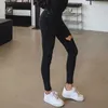 Mozuleva Seksi Yüksek Bel Püskül Yırtık Delikler Denim Pantolon Kadın Pantolon Kalem Kot Kadın Skinny Pantolon Siyah Kot 210616
