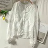 Ezgaga, blusas sexis para mujer, con cordones, cuello en V, camisa de manga larga abullonada, blusa de flores sólidas con un solo pecho, moda de otoño 210430