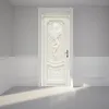 Современное абстрактное искусство Дверная наклейка 3D тиснение цветочные росписи фото обои гостиная спальня ПВХ водонепроницаемые наклейки 2 шт. 210317