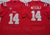 CHEN37 NCAA UNIVERSIDADE OLE Miss Rebeldes 14 DK Metcalf College Jersey Football Red Away White Home All Stitching For Sport Fan 150th 2021 Cotton