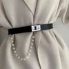 Regolare le cinghie per le donne nappa perla cintura in argento croce fibbia cintura di alta qualità in cuoio solido ecopelle cummerbunds cappotto G220301