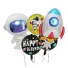 Party foil Balloon Astronaut Spaceship Flying Saucer Rocket Cartoon Science Fiction Milky Way Kids Birthday Theme Solar System Decoration