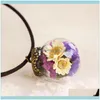 Necklaces Pendants Jewelry5 Color Handmade Daisy Pendant Real Dried Flower Glass Wish Bottle Choker Necklace Women Jewelry For M5639584