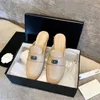 women Slides Flat slippers 2021 classic diamond check casual Baotou halfdrag Muller leather shoes size 35409267401