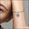 Composants de bijoux à breloques 100% 925 Sterling Sier Moon Blue Sky Dangle Fit Bracelet à breloques européen original Mode Femmes Aessorie