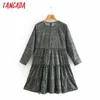 Tangadaファッション女性ヒョウ印刷ルーズドレスoネックロングスリーブレディースミニドレスvestidos xn140 210609