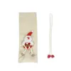 Kerst decoraties doek kunst pop kerst flanel rode wijnhoes xmas champagne fles cover 34 * 13cm T2i52985