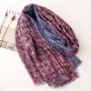 Mode Höst Kvinnor Viskos Scarf Aztec Polka Floral Fringe Double Side Shawls och Wraps Kvinna Foulards Echarpe Muslim Hijab