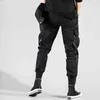 Men's Side Pockets Harem Pants 2021 Autumn Hip Hop Casual Ribbons Design Male Joggers Trousers Fashion Streetwear Pant Black Y0811