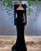 Sexy schwarze veet o Hals Abendkleider Kristallfalten formelle Kleidung für Frauen Meerjungfrau Partykleider Robe de Soire Femme
