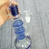 Bong de vidrio azul de 18 pulgadas Bong Hookahs Bongs de vaso de espesor con 8 brazos Perc 3layer Ash Catcher pipe 5mm Tubos de agua transparentes accesorios