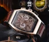 Słynne owalne stopwatch męskie zegarek luksusowe szkieletowe zegarki ze zegarkami z kalendarzem skórzanym paskiem Top Kartał Kwarcowa zegarek dla mężczyzn 291h