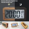 Wooden Digital Alarm Clock,Sensor Night Light With Snooze Date Temperature Clock LED Watch Table Wall Clocks