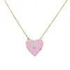 Candy Pastel Enamel Heart Shaped Evil Engraved Colorful Lucky Turkish Eye Necklace
