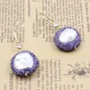 GuaiGuai Jewelry Natural Purple Keshi Freshwater Pearl CZ Paved Gold Plated Hook Dangle Earrings Handmade For Women Fashion Jewelr4114206