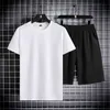 Set da uomo in tinta unita Estate Tuta da uomo Abbigliamento sportivo da jogging T-shirt + Pantaloncini 2 pezzi Set manica corta casual Abbigliamento da uomo 210722