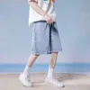 Lato Nowe męskie Solidne Color Spodnie Studia Student Wypoczynek Japoński Street Styl Denim Spodenki Moda Para Spodenki X0705