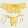 Kvinnor Kawaii Underkläder Set Dot Bowknot Strapless Bra Thongs Set Solid Färg Sexig Nattkläder Exotisk Underkläder Bielizna Erotyczna Y0911