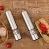 Electric Pepper Mill Stainless Steel Salt and Grinder Set Metal Stand for Cooking Dining Tableware Kitchen Tools 210712
