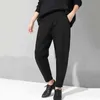 [EAM] Printemps Automne Haute Taille Élastique Noir Lâche Patchwork Split Joint Bref Pantalon Femme Pantalon Mode JQ013 211105